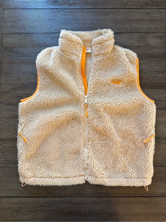 Levi's Jackets & Blazers - Levi's Women’s Cream Sherpa Fleece Vest with Orange Trim